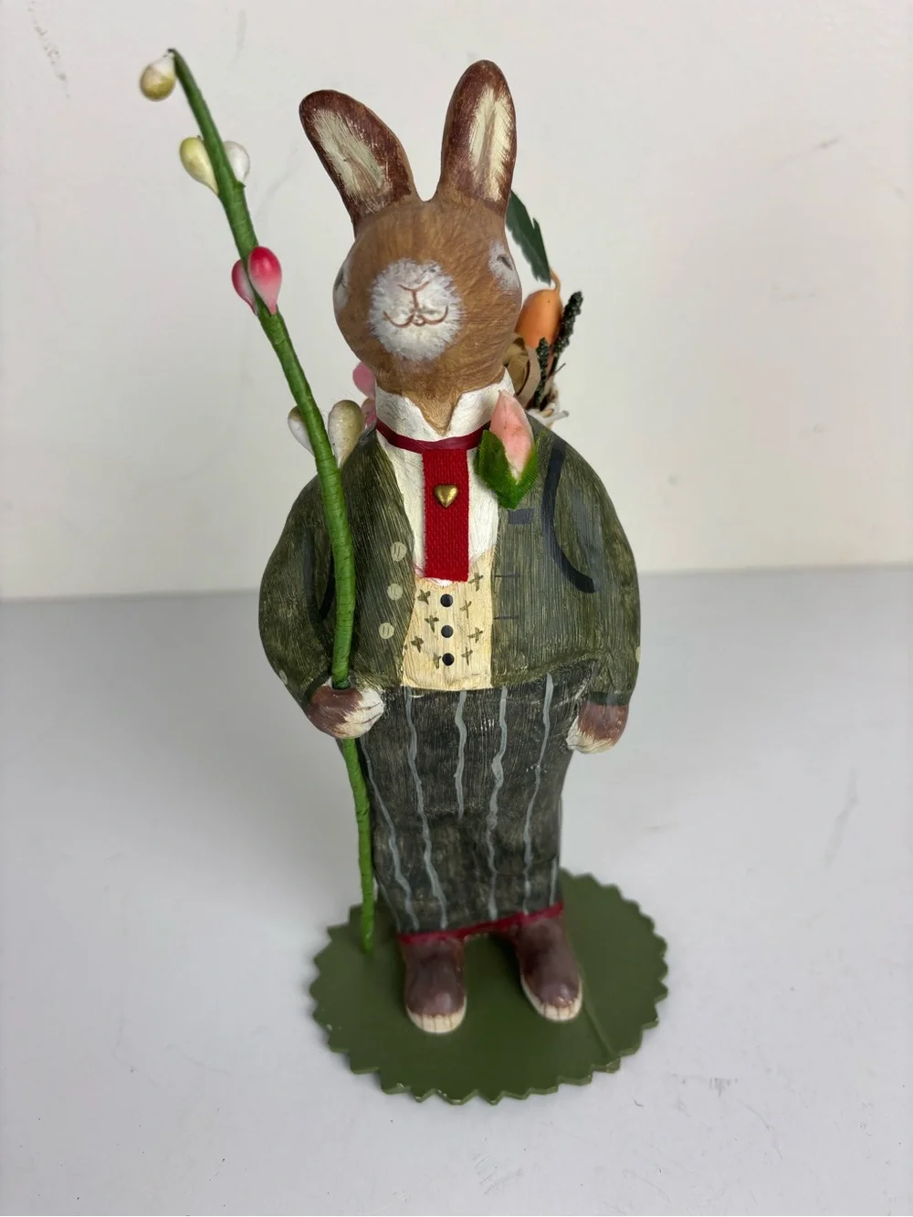 Hallmark Heirloom Bunny by Crista Couch-Dapper Rabbit w basket-8”